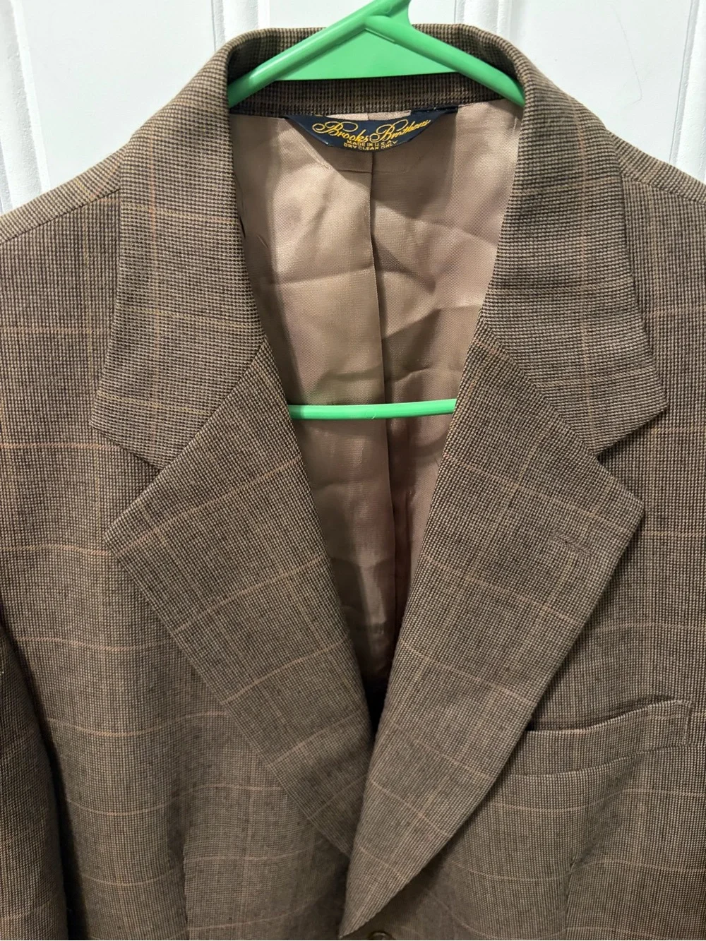 Vintage Brooks Brothers Blazer 41 RG Brown Houndstooth Windowpane Plaid Wool USA